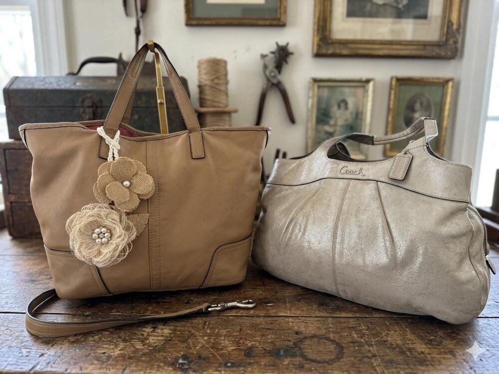 Bundle of 2 Coach bags silver and Brown shoulder bag
